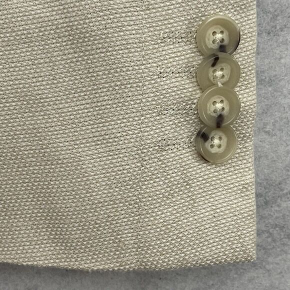 Joseph Abboud Two Button Jacket Mens Size M Beige Linen Blend Sport Coat Blazer - Picture 9 of 12